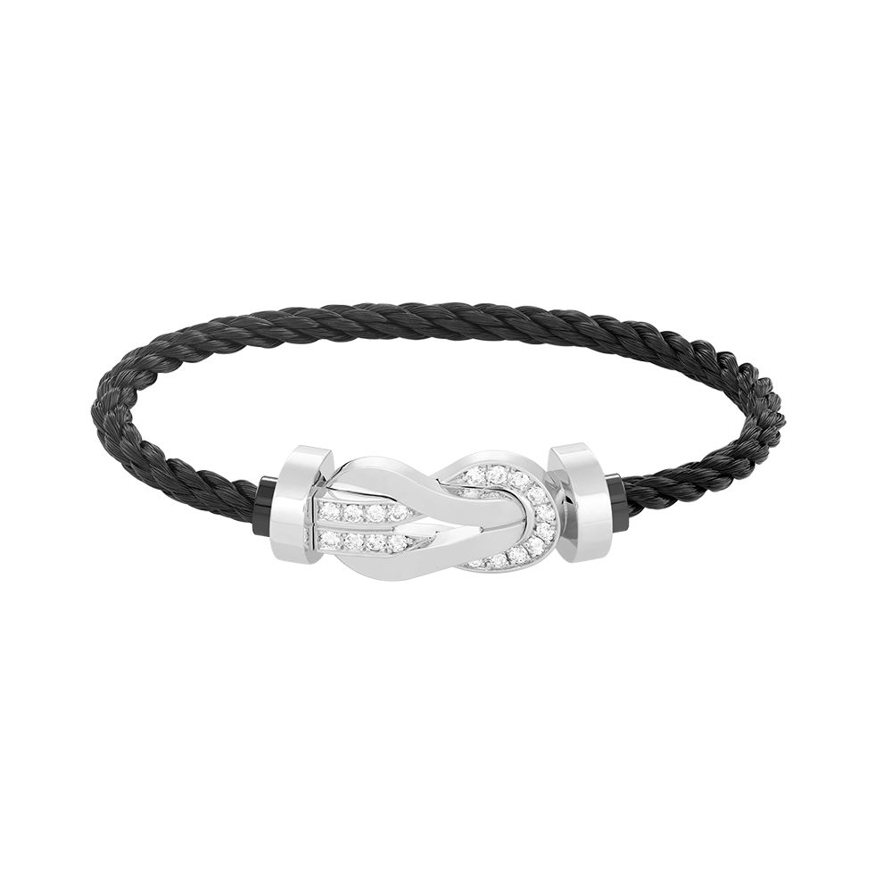 [Lunabriance]CHANCE LARGE 8 FIGURE BUCKLE HALF DIAMOND BRACELET SILVER