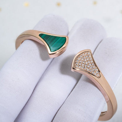 [Lunabriance]DREAM BRACELET OPEN MALACHITE PINK GOLD