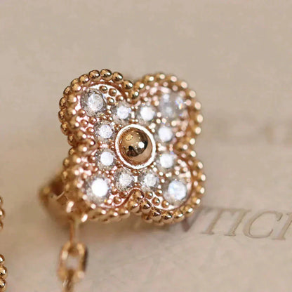 [Lunabriance]CLOVER MEDIUM 1 MOTIFS FUll DIAMOND EARRINGS