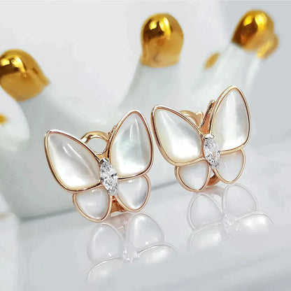 [Lunabriance]BUTTERFLY MOP DIAMOND EARRINGS