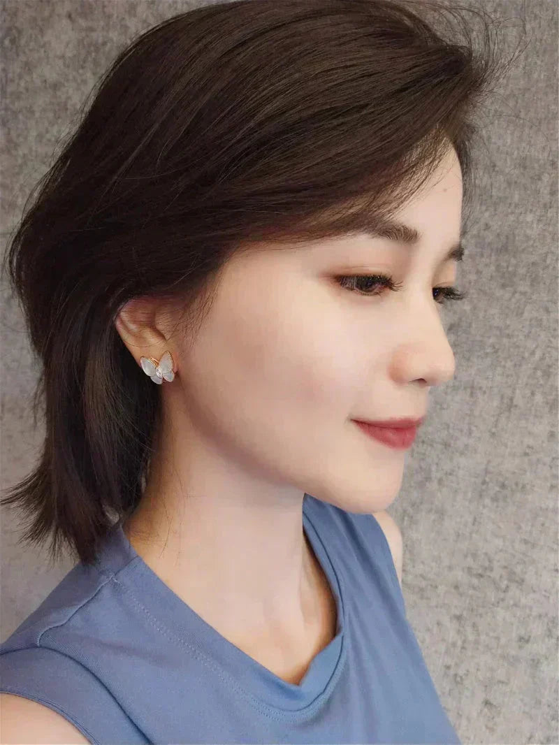 [Lunabriance]BUTTERFLY MOP DIAMOND EARRINGS