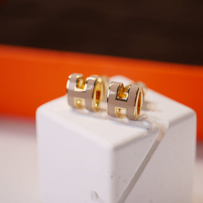 [Lunabriance]MINI POP H GOLD EARRINGS GREY