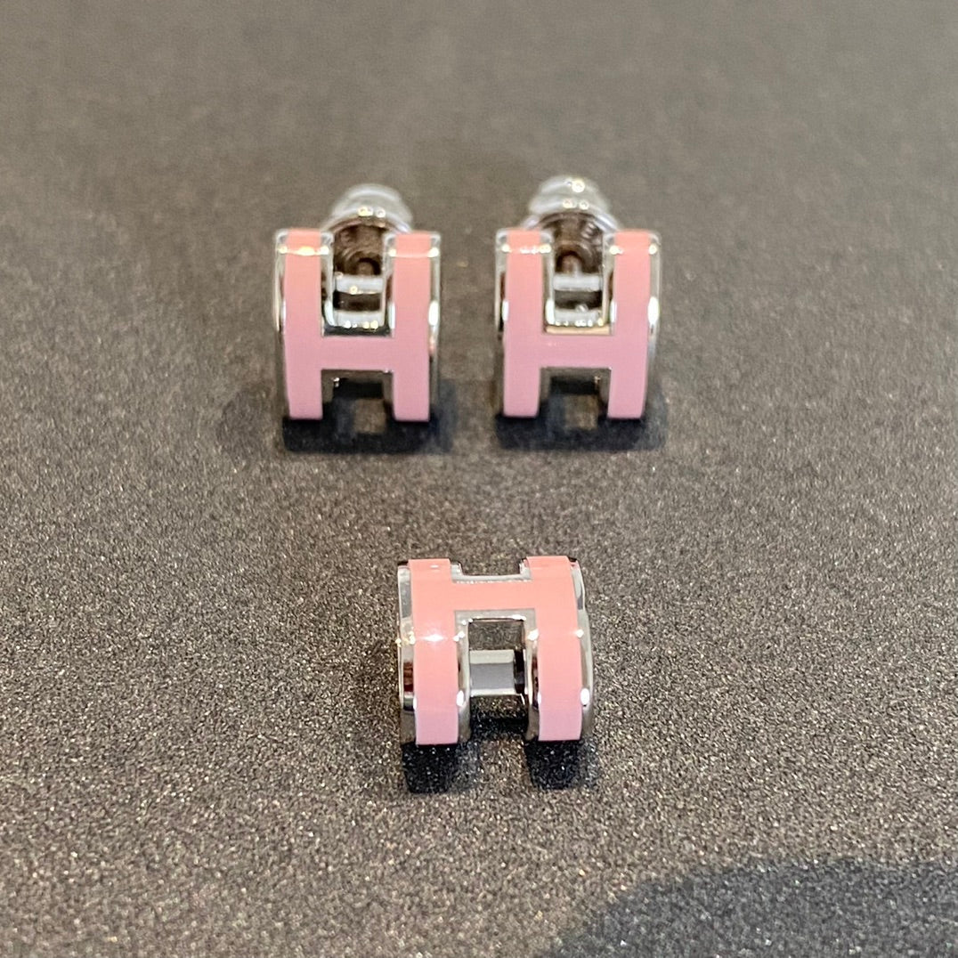 [Lunabriance]MINI POP H SILVER EARRINGS PINK