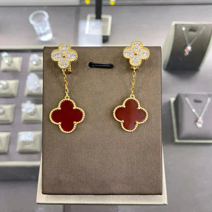 [Lunabriance]CLOVER  2 MOTIFS  DIAMOND  EARRINGS (MULTIPLE CHOICESç´