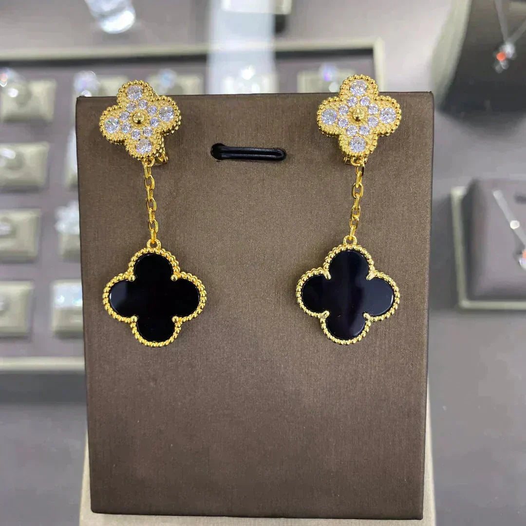 [Lunabriance]CLOVER  2 MOTIFS  DIAMOND  EARRINGS (MULTIPLE CHOICESç´