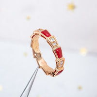 [Luna Brilliance]SERPENTI RING PINK GOLD CARNELIAN DIAMOND 3MM