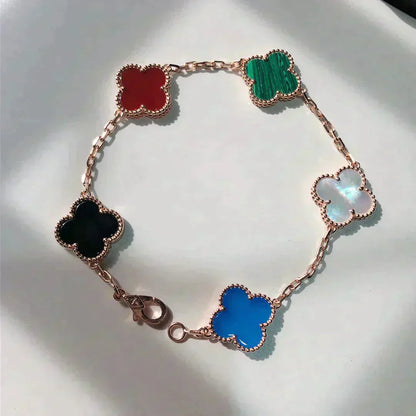 [Luna Brilliance]CLOVER 5 MOTIFS MULTICOLOR BRACELET