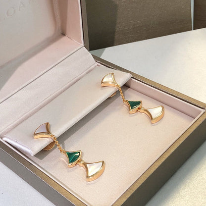 [Lunabriance]DREAM EARRINGS 3 MOTIFS MALACHITE MOP PINK GOLD