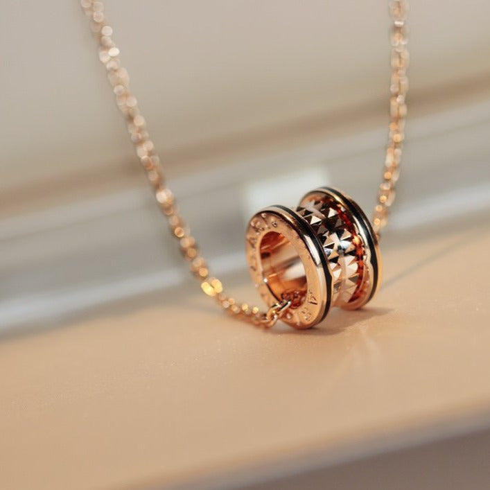 [Luna Brilliance]ZERO 1 ROCK PEDANT PINK GOLD BLACK NECKLACE
