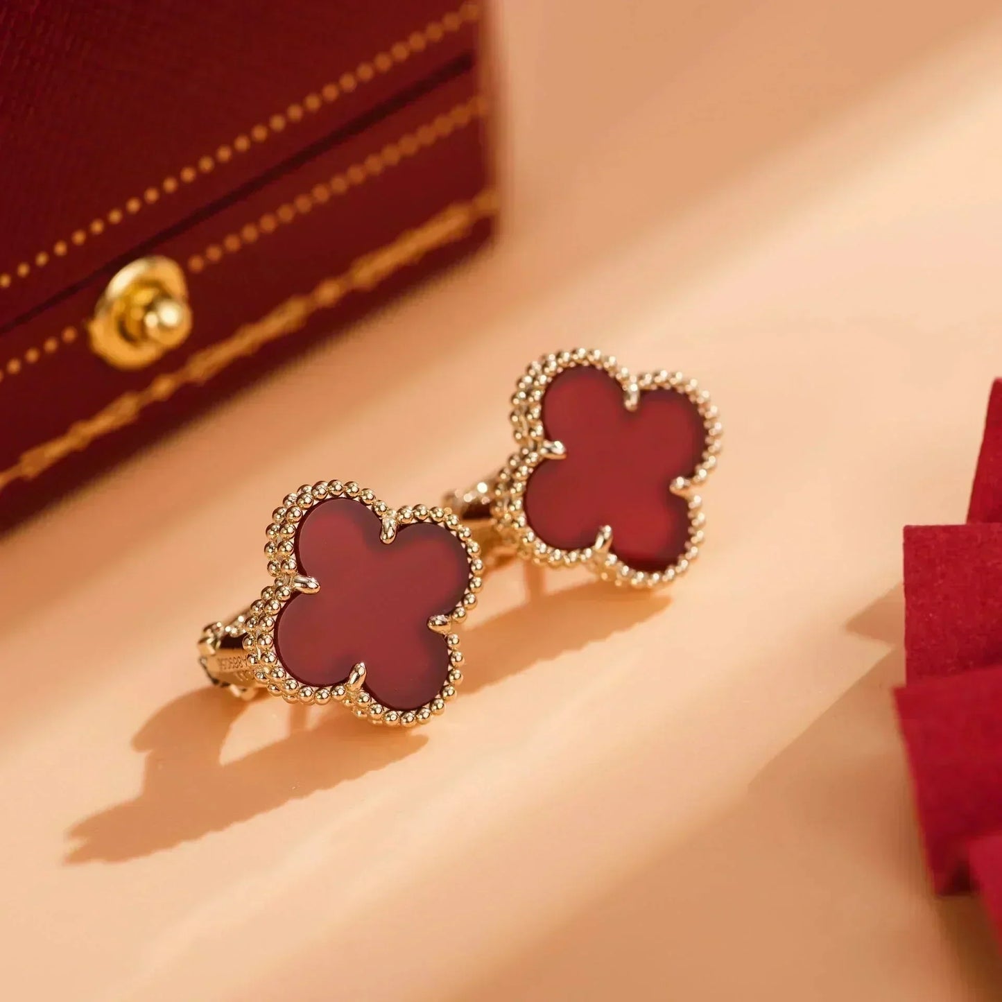 [Lunabriance]CLOVER MEDIUM 1 MOTIFS CARNELIAN  EARRINGS