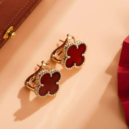 [Lunabriance]CLOVER MEDIUM 1 MOTIFS CARNELIAN  EARRINGS