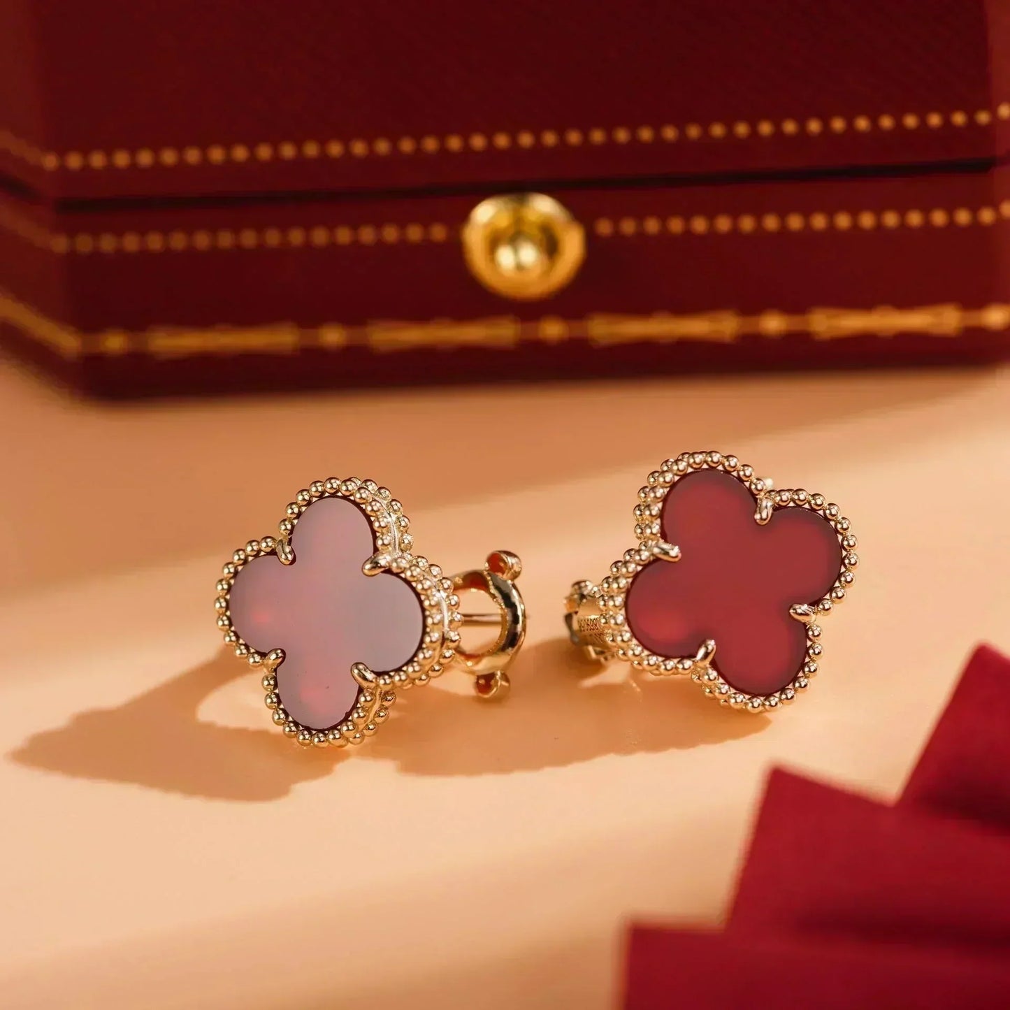 [Lunabriance]CLOVER MEDIUM 1 MOTIFS CARNELIAN  EARRINGS