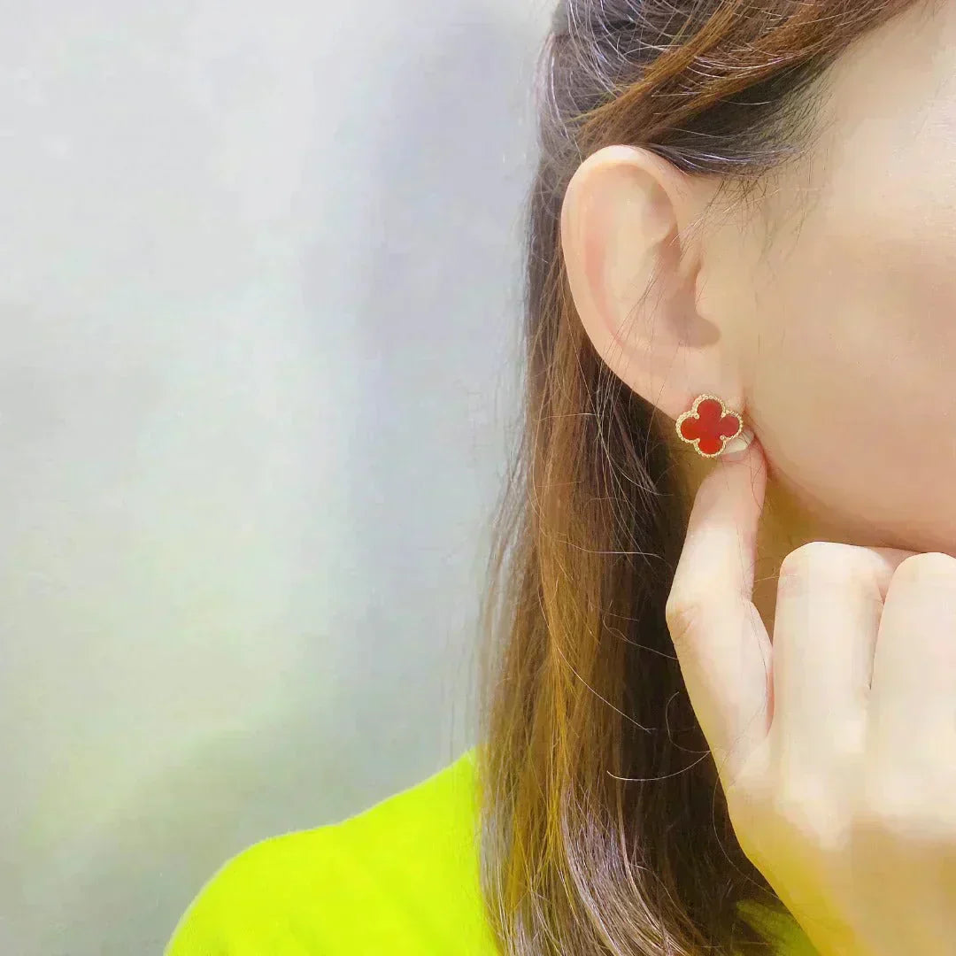 [Lunabriance]CLOVER MEDIUM 1 MOTIFS CARNELIAN  EARRINGS