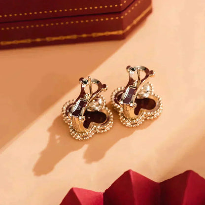 [Lunabriance]CLOVER MEDIUM 1 MOTIFS CARNELIAN  EARRINGS