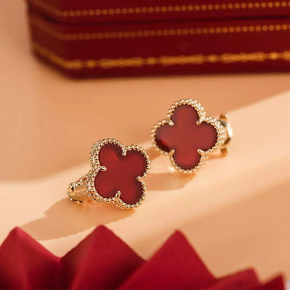 [Lunabriance]CLOVER MEDIUM 1 MOTIFS CARNELIAN  EARRINGS