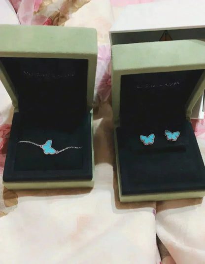 [Lunabriance]BUTTERFLY TURQUOISE EARRINGS SILVER