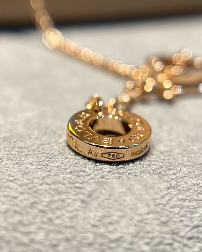 [Lunabriance]DREAM MOP DIAMOND PAVED PINK GOLD NECKLACE