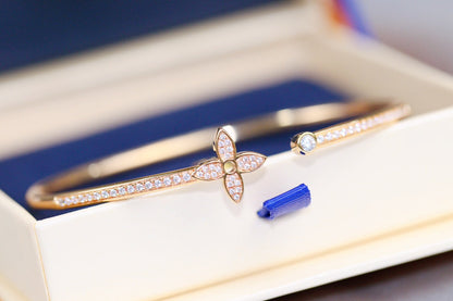 [Lunabriance]IDYLLE PINK GOLD OPEN BRACELET DIAMOND PAVED