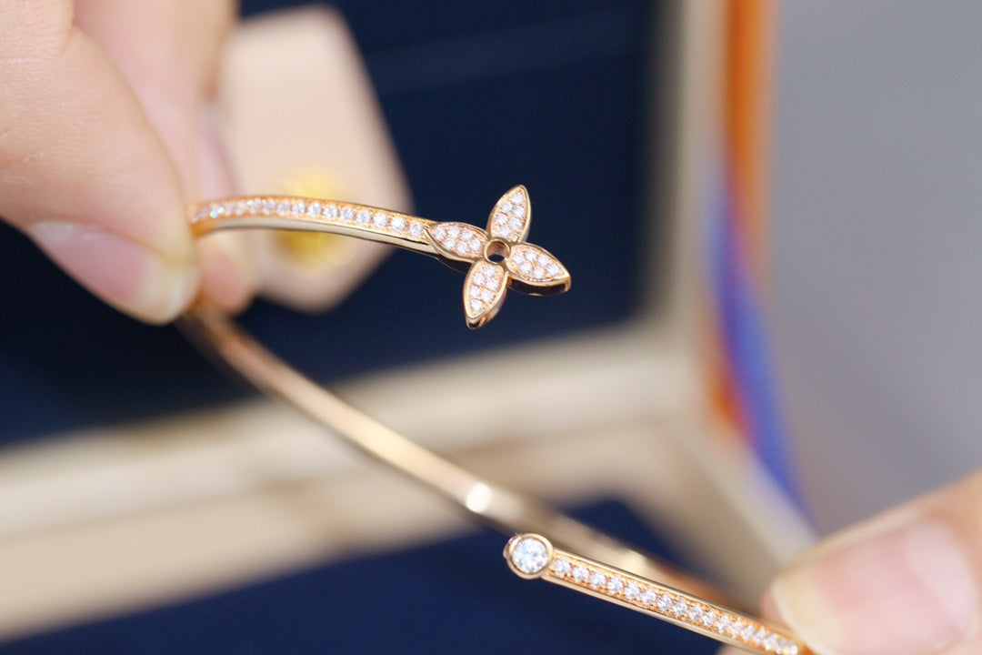 [Lunabriance]IDYLLE PINK GOLD OPEN BRACELET DIAMOND PAVED