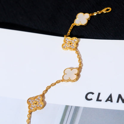 [Lunabriance]CLOVER BRACELET 5 MOTIF WHITE MOP DIAMOND
