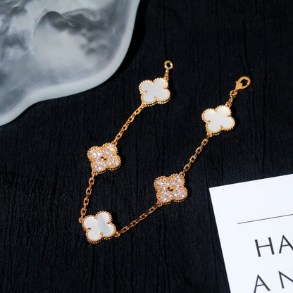 [Lunabriance]CLOVER BRACELET 5 MOTIF WHITE MOP DIAMOND
