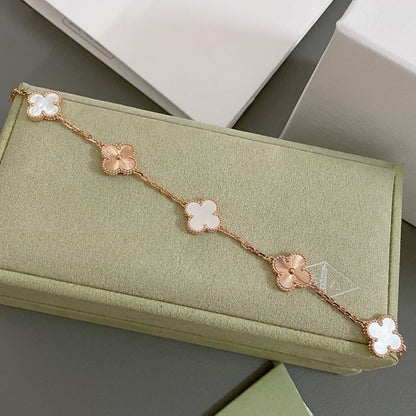 [Lunabriance]CLOVER BRACELET 5 MOTIF WHITE MOP PINK GOLD