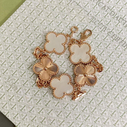 [Lunabriance]CLOVER BRACELET 5 MOTIF WHITE MOP PINK GOLD