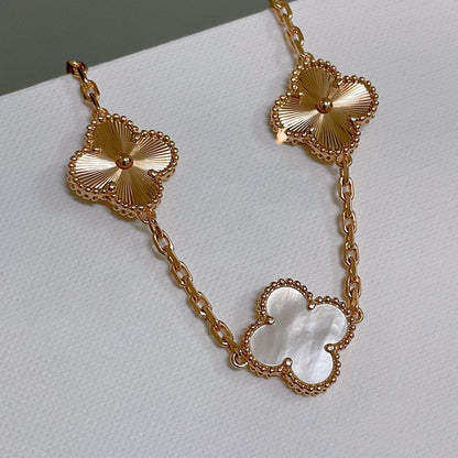 [Lunabriance]CLOVER BRACELET 5 MOTIF WHITE MOP PINK GOLD