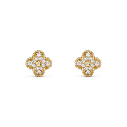 [Lunabriance]CLOVER MEDIUM 1 MOTIFS FUll DIAMOND EARRINGS