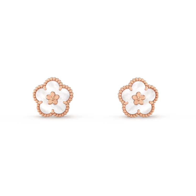 [Lunabriance]LUCKY PINK GOLD WHITE MOP EARRINGS