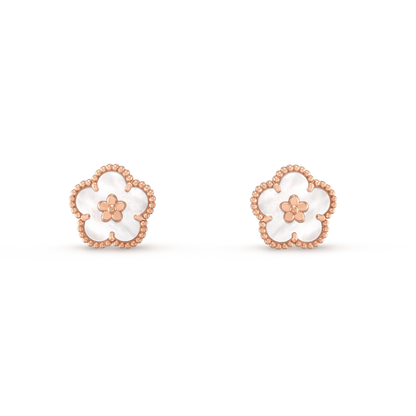 [Lunabriance]LUCKY PINK GOLD WHITE MOP EARRINGS