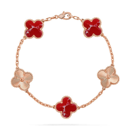 [Luna Brilliance]CLOVER 5 MOTIF RED PATTERN BRACELET COLLECTION