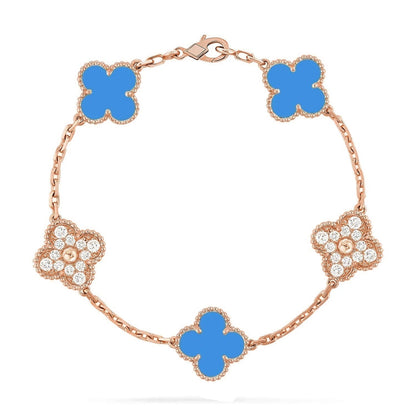 [Luna Brilliance] CLOVER 5 MOTIF BLUE AGATE BRACELET COLLECTION