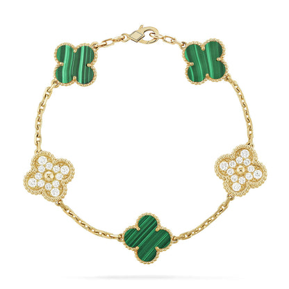 [Luna Brilliance]CLOVER 5 MOTIF MALACHITE BRACELET COLLECTION