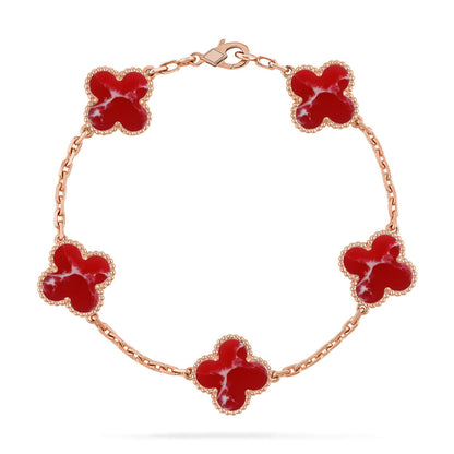 [Luna Brilliance]CLOVER 5 MOTIF RED PATTERN BRACELET COLLECTION