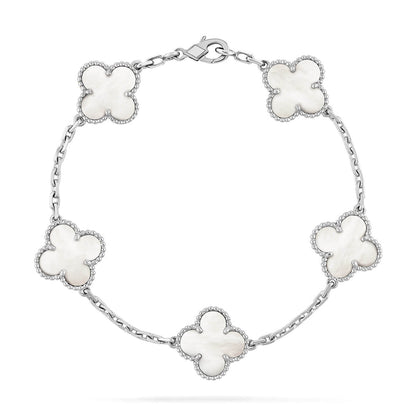 [Luna Brilliance]CLOVER WHITE PEARL MOP 5 MOTIF BRACELET COLLECTION