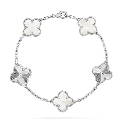[Luna Brilliance]CLOVER WHITE PEARL MOP 5 MOTIF BRACELET COLLECTION