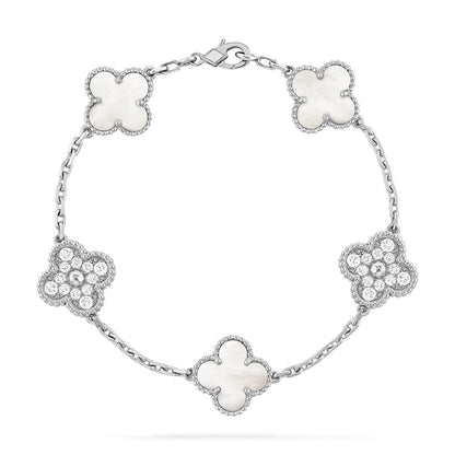 [Luna Brilliance]CLOVER WHITE PEARL MOP 5 MOTIF BRACELET COLLECTION