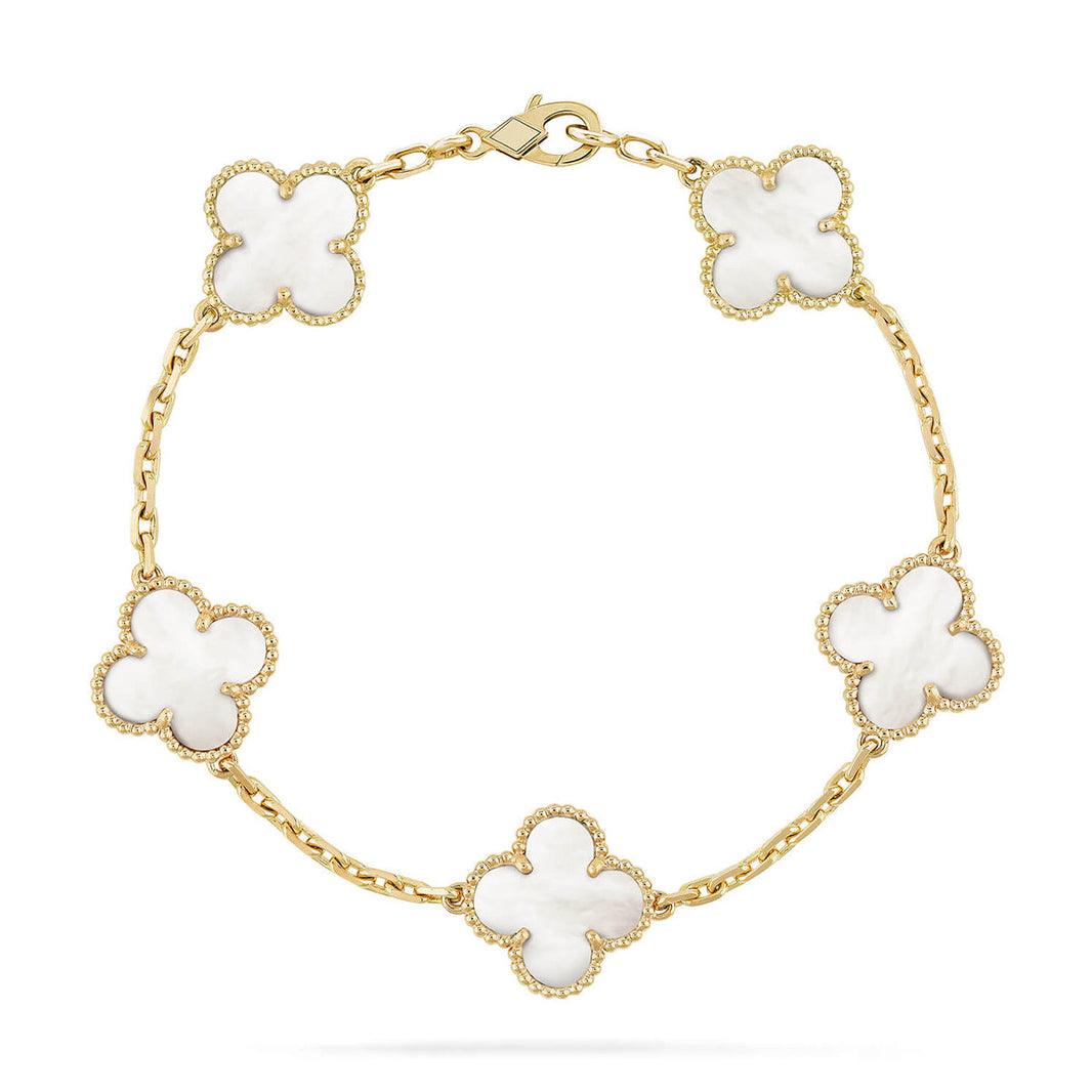 [Luna Brilliance]CLOVER WHITE PEARL MOP 5 MOTIF BRACELET COLLECTION