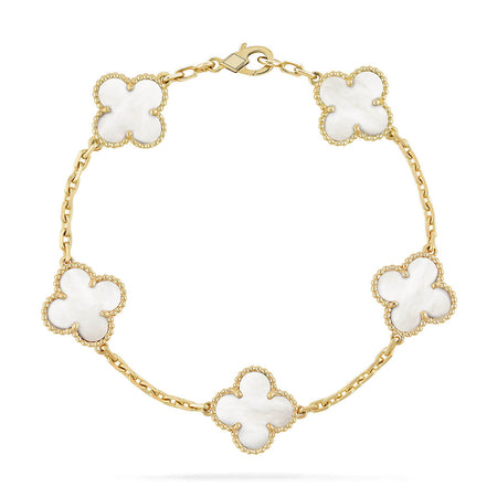 [Luna Brilliance]CLOVER WHITE PEARL MOP 5 MOTIF BRACELET COLLECTION