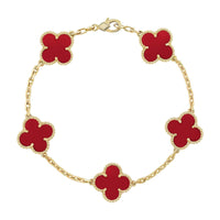 [Luna Brilliance] CLOVER 5 MOTIF RED CORNELIAN BRACELET COLLECTION
