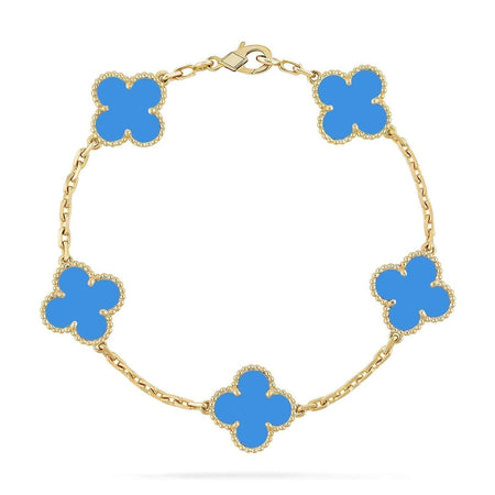 [Luna Brilliance] CLOVER 5 MOTIF BLUE AGATE BRACELET COLLECTION