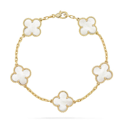 [Luna Brilliance]CLOVER WHITE PEARL MOP 5 MOTIF BRACELET COLLECTION