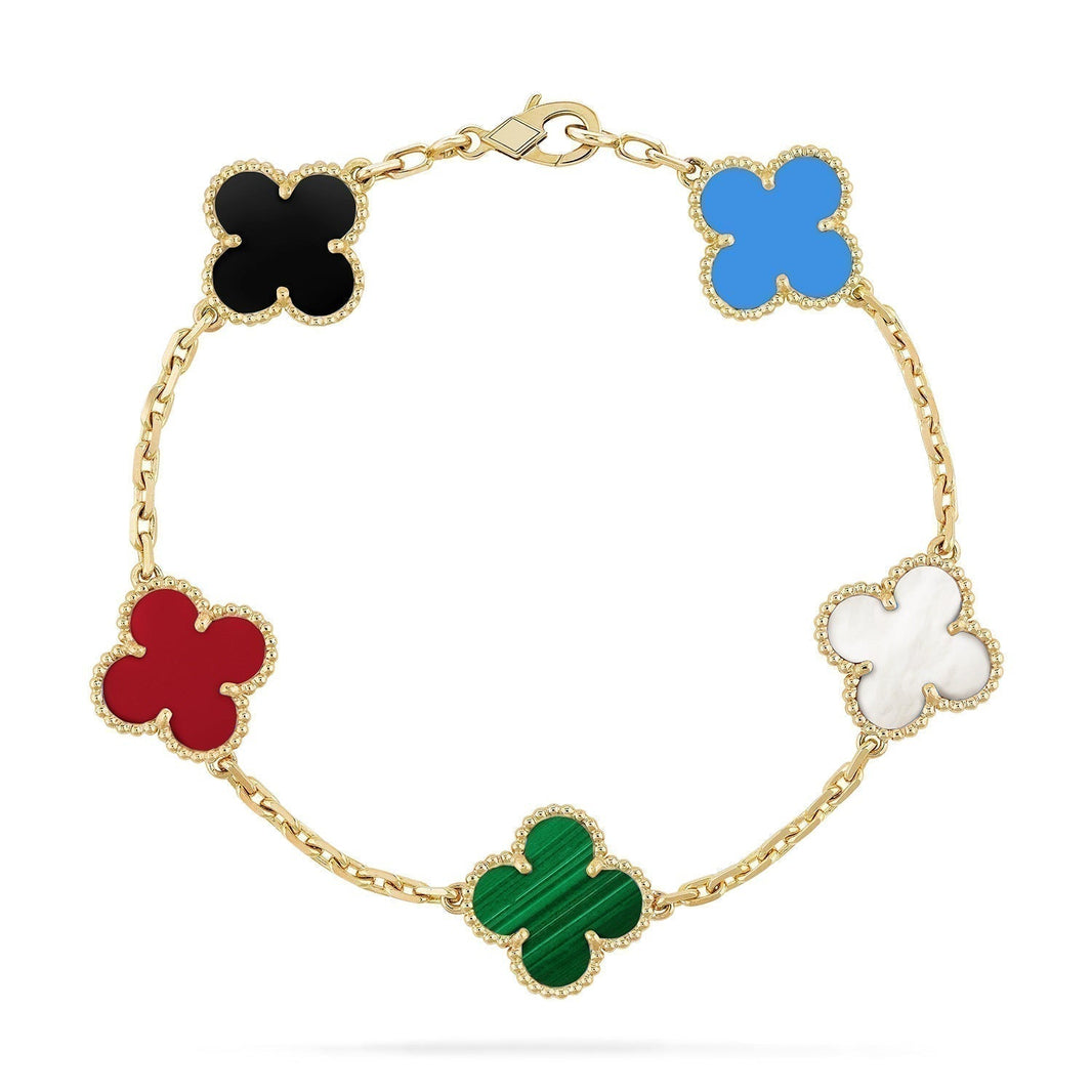 [Luna Brilliance]CLOVER 5 MOTIFS MULTICOLOR BRACELET