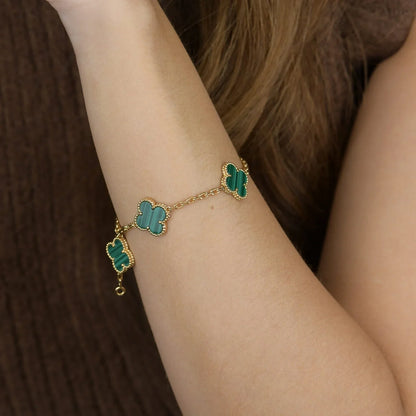 [Luna Brilliance]CLOVER 5 MOTIF MALACHITE BRACELET COLLECTION