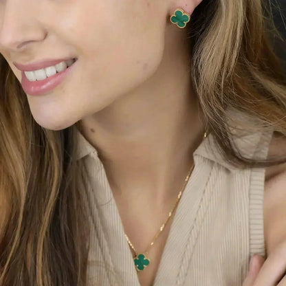 [Lunabriance]CLOVER MINI 9.5MM MALACHITE  EARRINGS