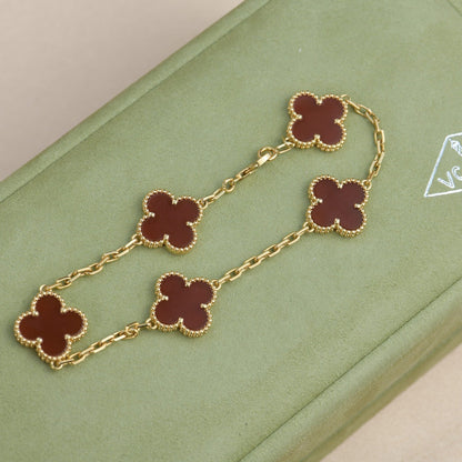 [Lunabriance]CLOVER 5 MOTIFS RED AGATE  BRACELET
