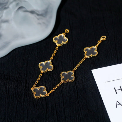 [Luna Brilliance]CLOVER 5 MOTIF ROCK CRYSTAL BRACELET