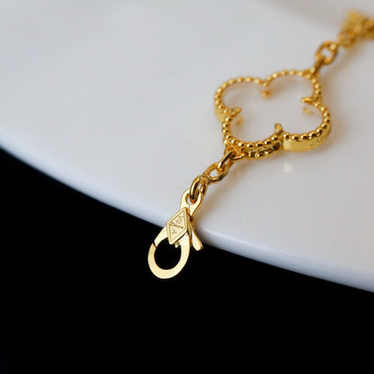 [Luna Brilliance]CLOVER 5 MOTIF ROCK CRYSTAL BRACELET