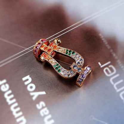 [Lunabriance]FORC LARGE HORSESHOE  COLORED DIAMOND BRACELET SILVER